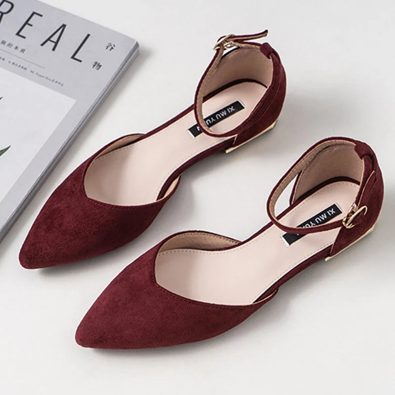 Maroon pointed toe flats 2025