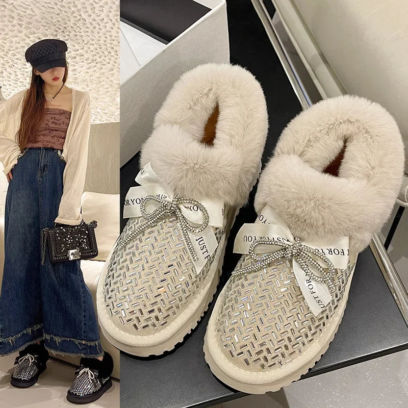 Faux fur slip on loafers discount