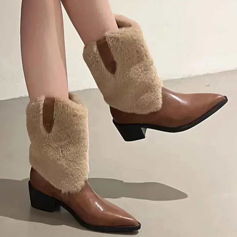 Fur lined cowboy boots sales