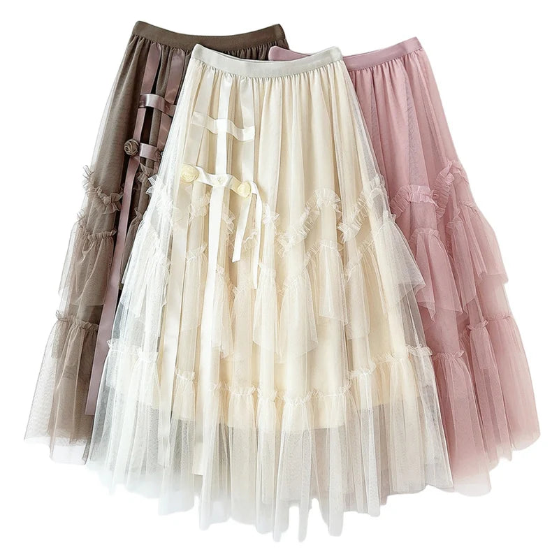 Layered chiffon skirt best sale