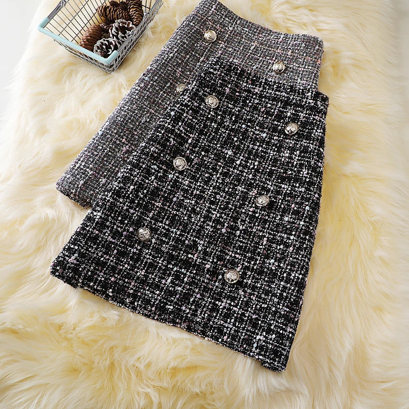 Vintage Style Plaid Tweed Mini Skirt on Luulla
