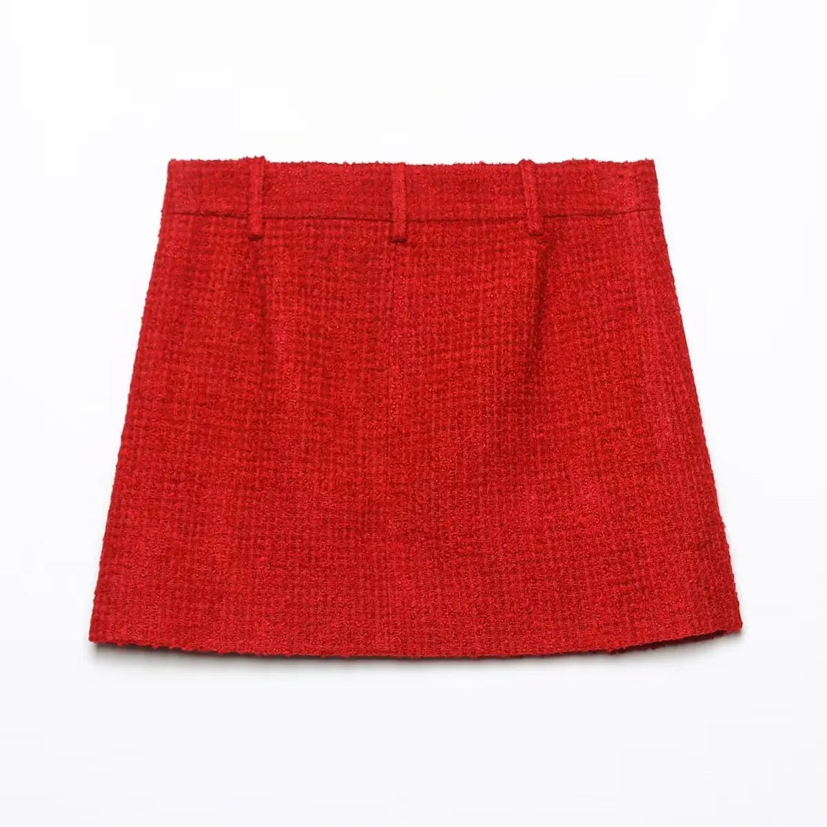Red textured mini skirt hotsell