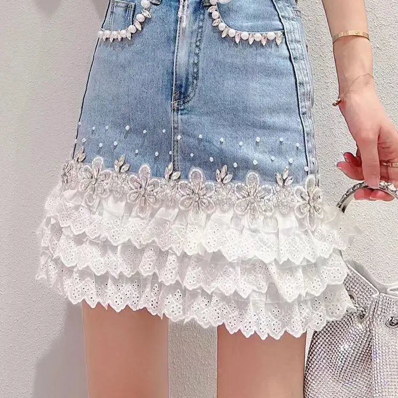 momentel white lace denim skirt デニムスカート 61OAJl5vGnL._UY350_.jpg