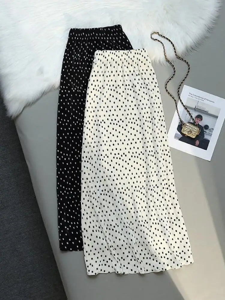 Split skirt polka dot cheap