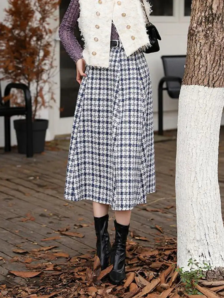 Chic Houndstooth High-waisted Midi Skirt For Women on Luulla Chic Houndstooth High-waisted Midi Skirt For Women on Luulla