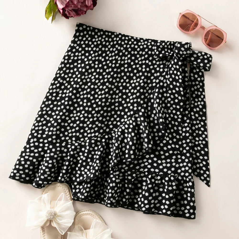 Ruffled polka dot draped skirt store