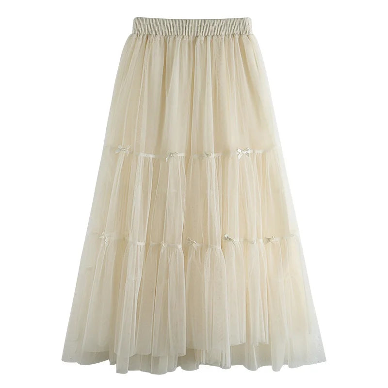 Layered ivory tulle skirt discount
