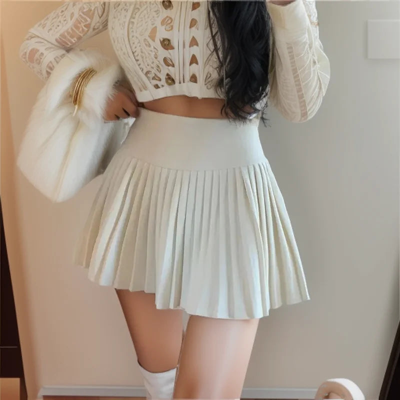 White skater pleated skirt hot sale