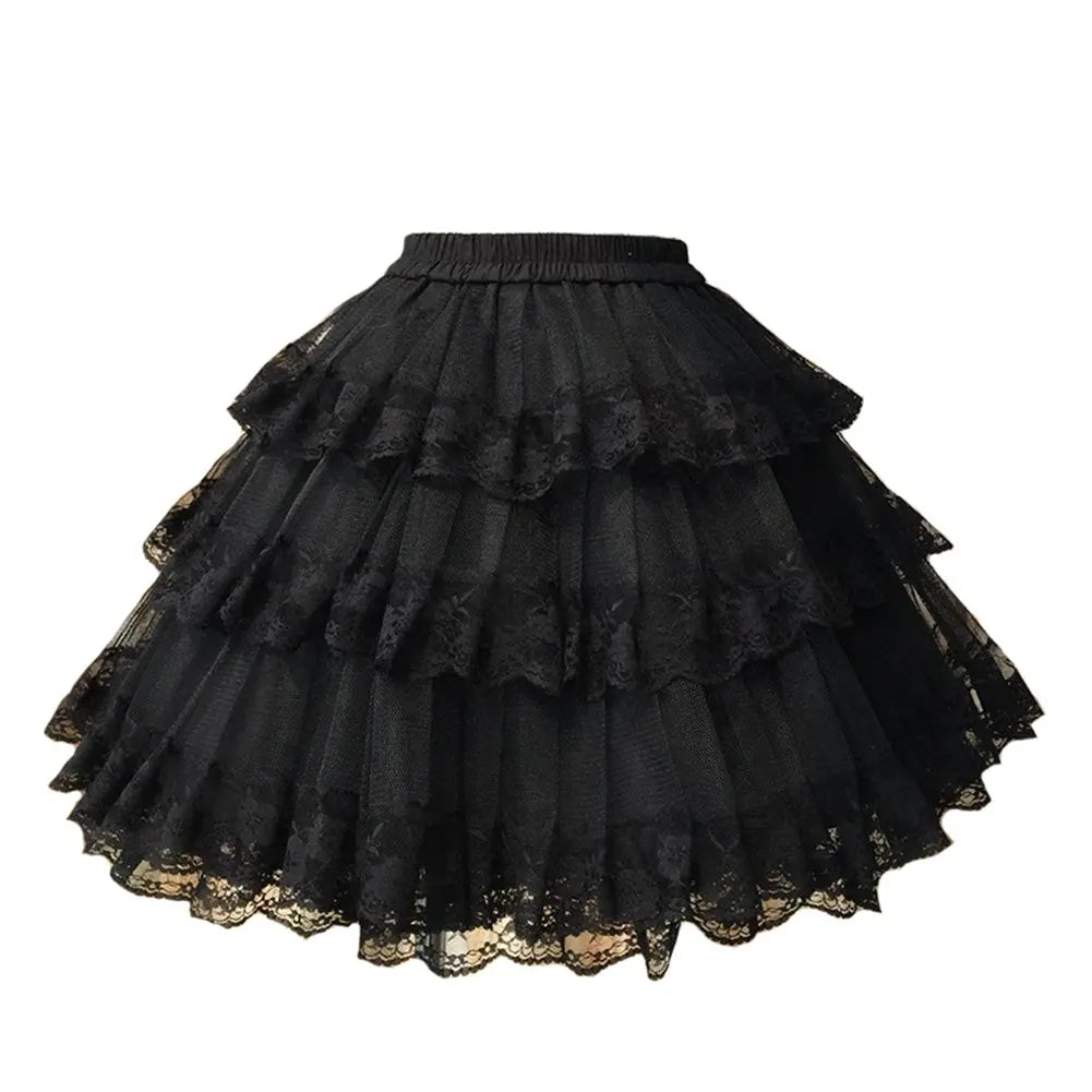 Womens Black Layered Lace Skirt, Party Wear on Luulla