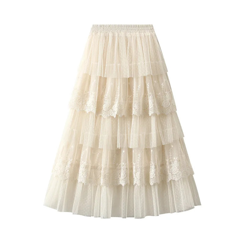 Lace Tiered Maxi Skirt For Women on Luulla