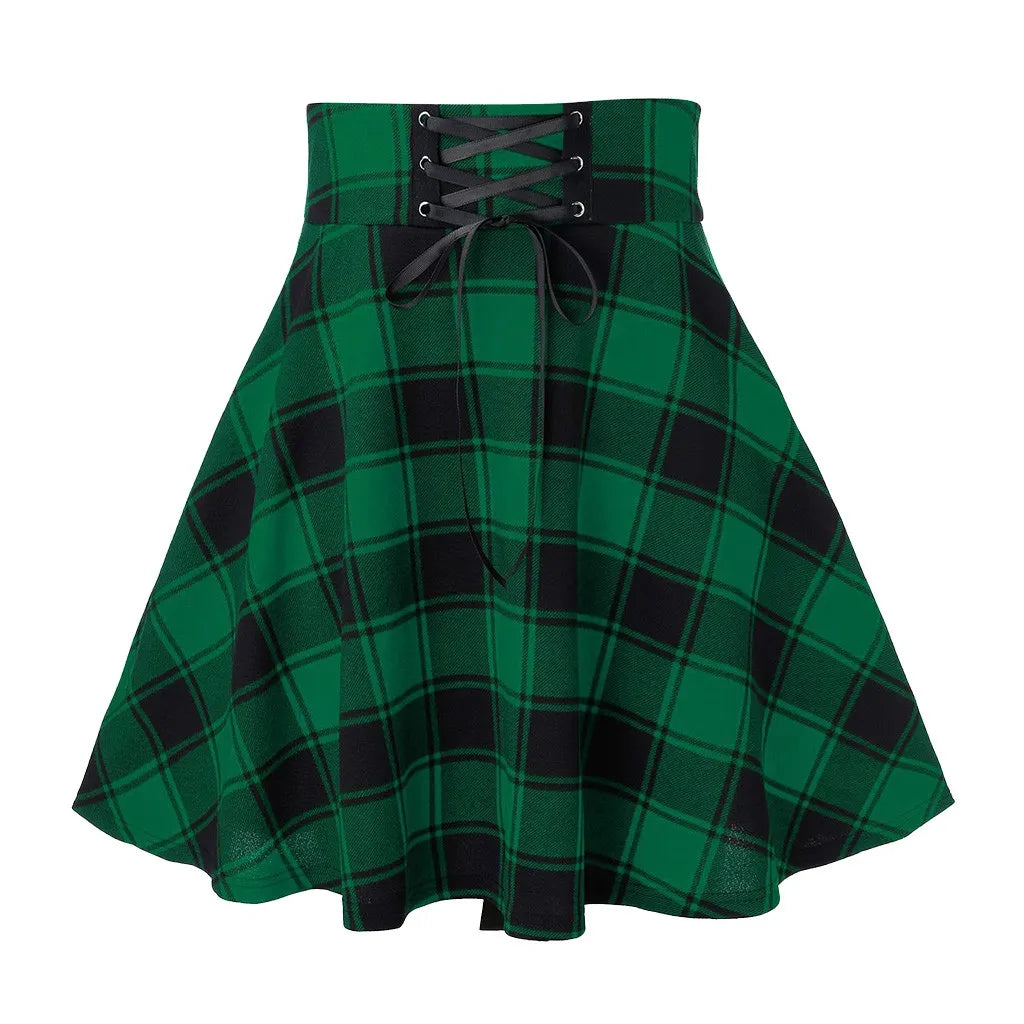 green plaid skater dress Sabine Check Mini Skater Dress