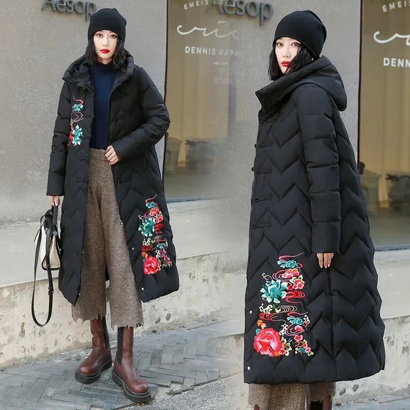 Embroidered winter coat sale