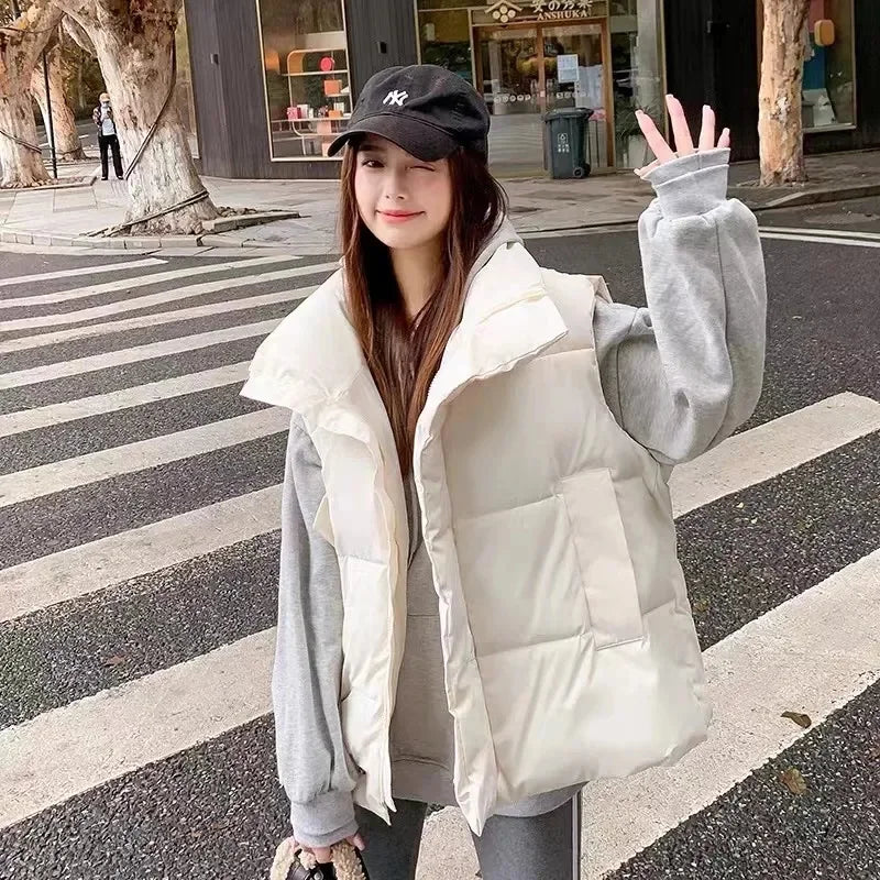 White Puffer Vest Oversized White Hooded Vest Christmas Clearance