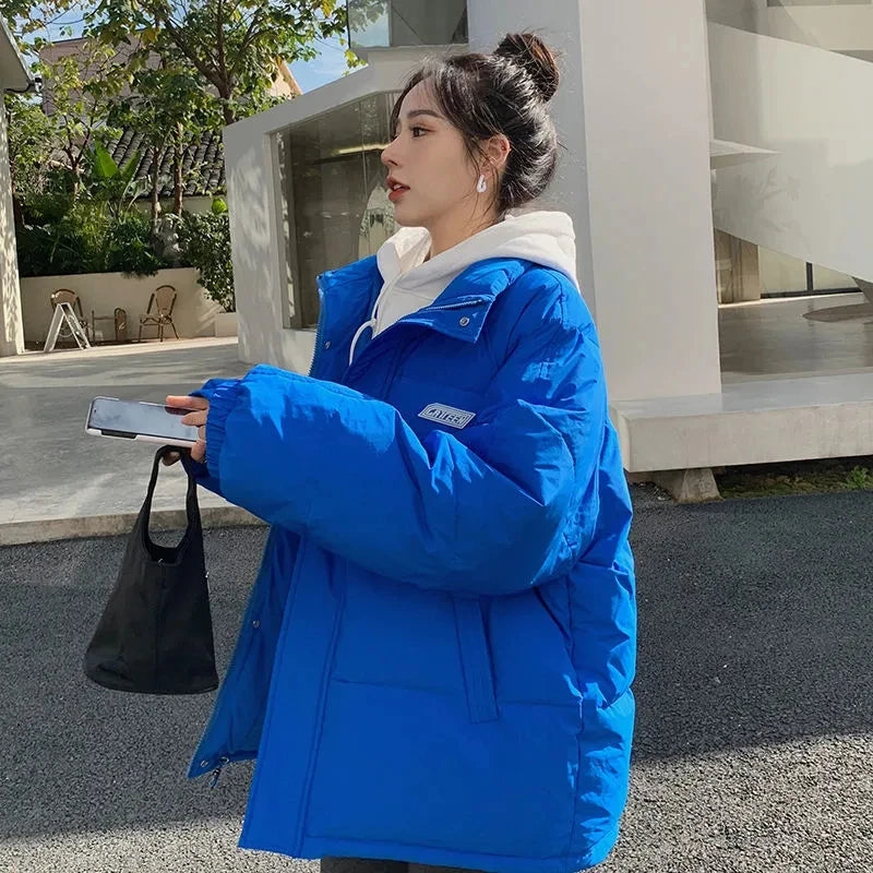 Blue oversized puffer jacket new arrivals