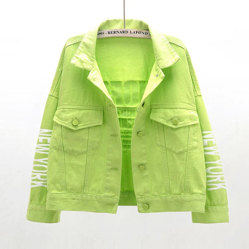 Lime green jean jacket store