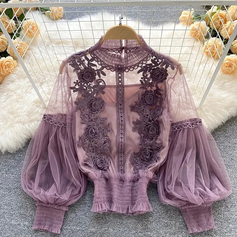Korean lace blouse store