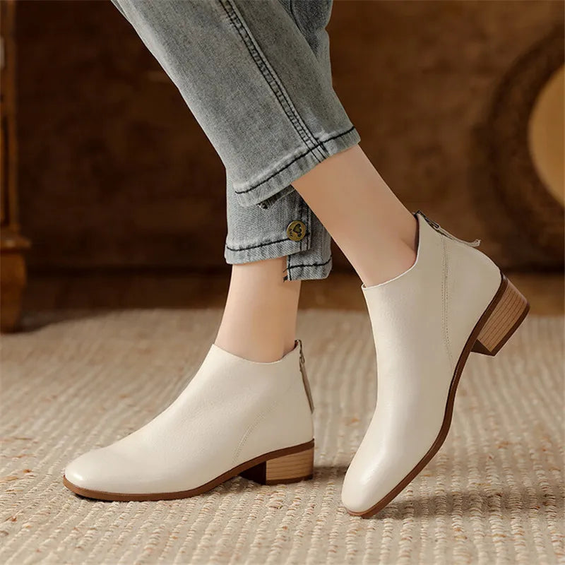 comfortable ladies dress boots low heel Womens Low Heel Ankle Boots With Zipper
