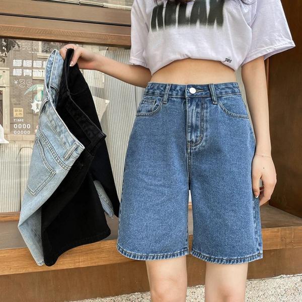 Womens Casual High-waisted Denim Bermuda Shorts on Luulla