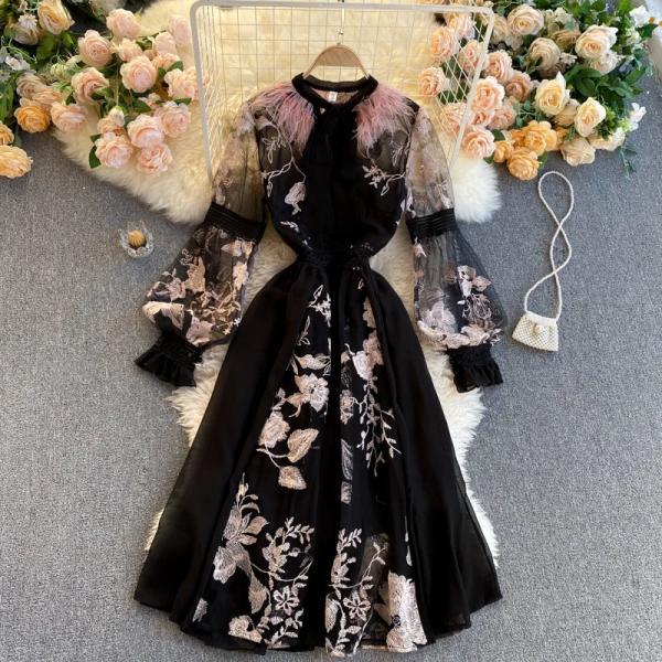 sheer embroidered midi dress Pink Sheer Dress - Embroidered Floral Dress - Sequin Midi Dress
