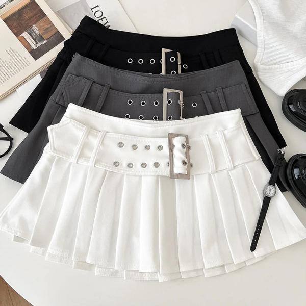 M me eme／【GW SALE】Belt design pleats mini skirt(eme10362
