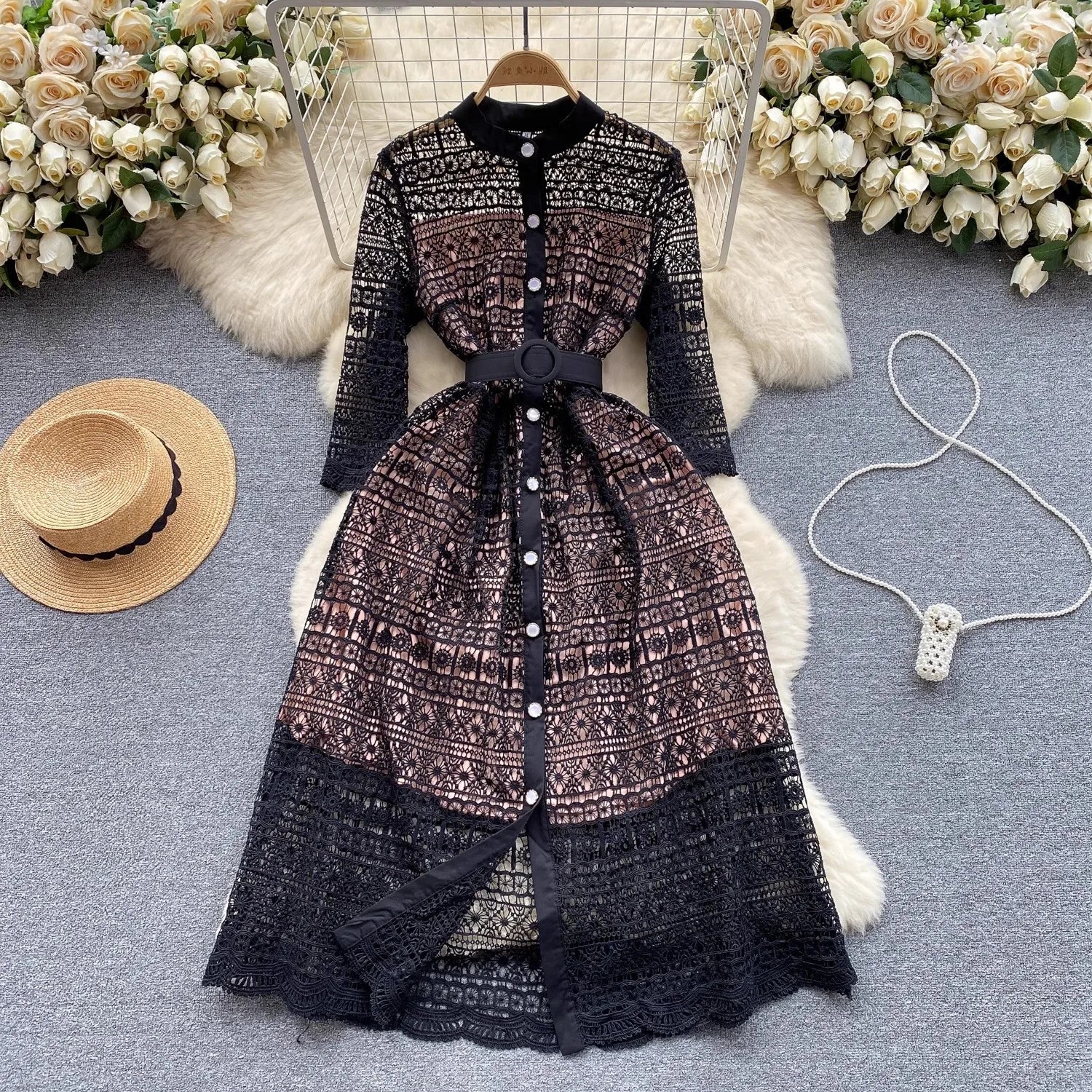 black dress princess Queendancer Women Sparkly Tulle Formal Appliqued Black Printed Button Pinafore details:Pockets Size:child-4