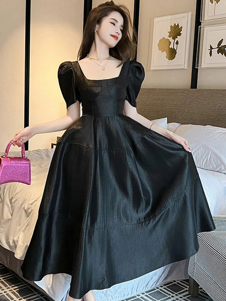 long black dress with flowers Fit and Flare Floral Embroidery Snowflake Minnie Mouse Birthday Size:2 DAY