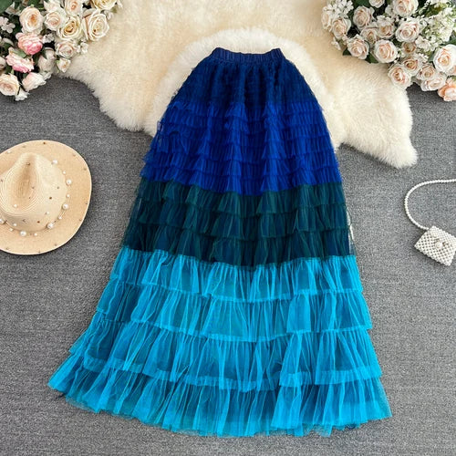 Women's Textured Purple Maxi Skirt with Circular Fringe