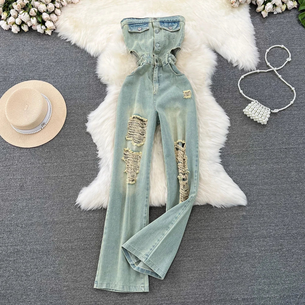 Dark Wash Distressed Denim Jeans main image 0