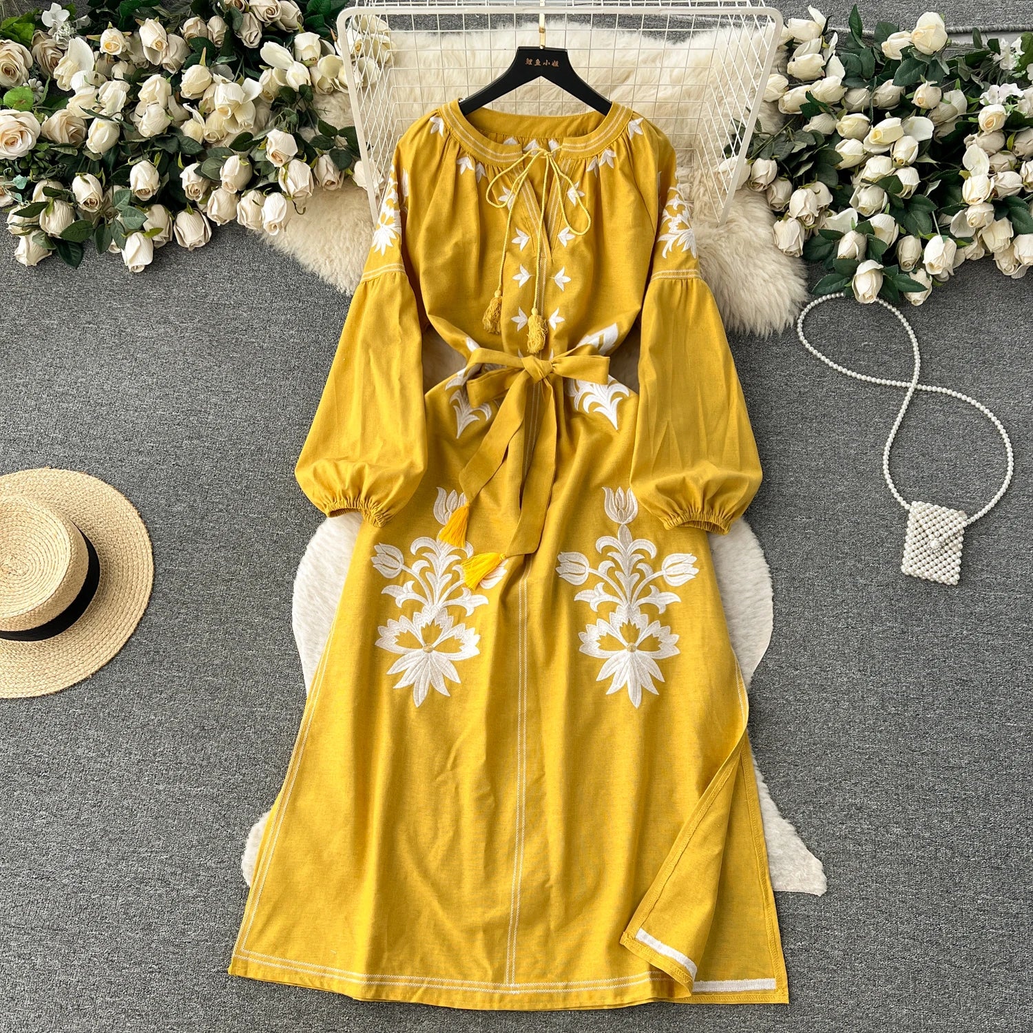 Embellished Cocktail Gown with Bohemian floral Print