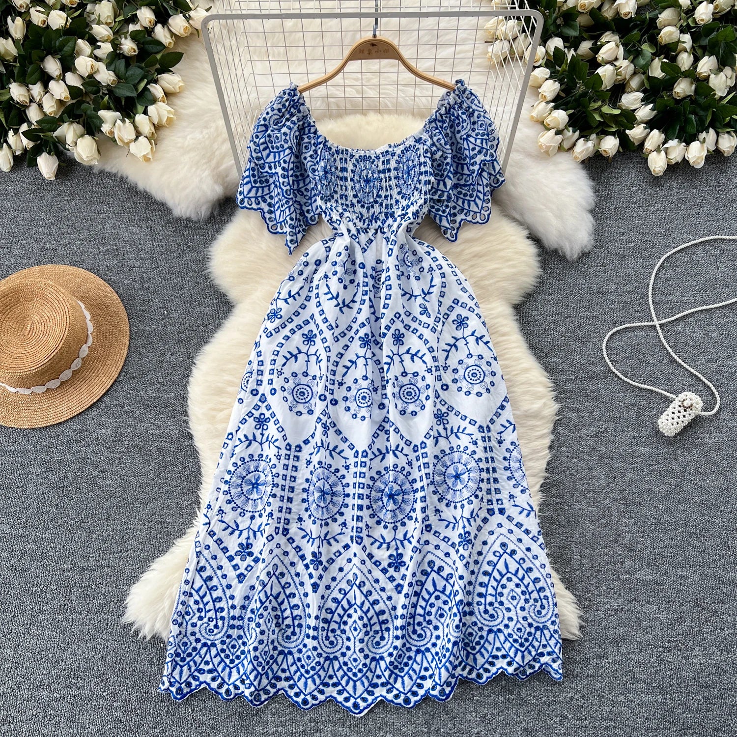 brown spaghetti strap dress Smocked Midi – Country Club Prep Stunning Maternity Baby Shower Size:4XLarge SubCategory_Event