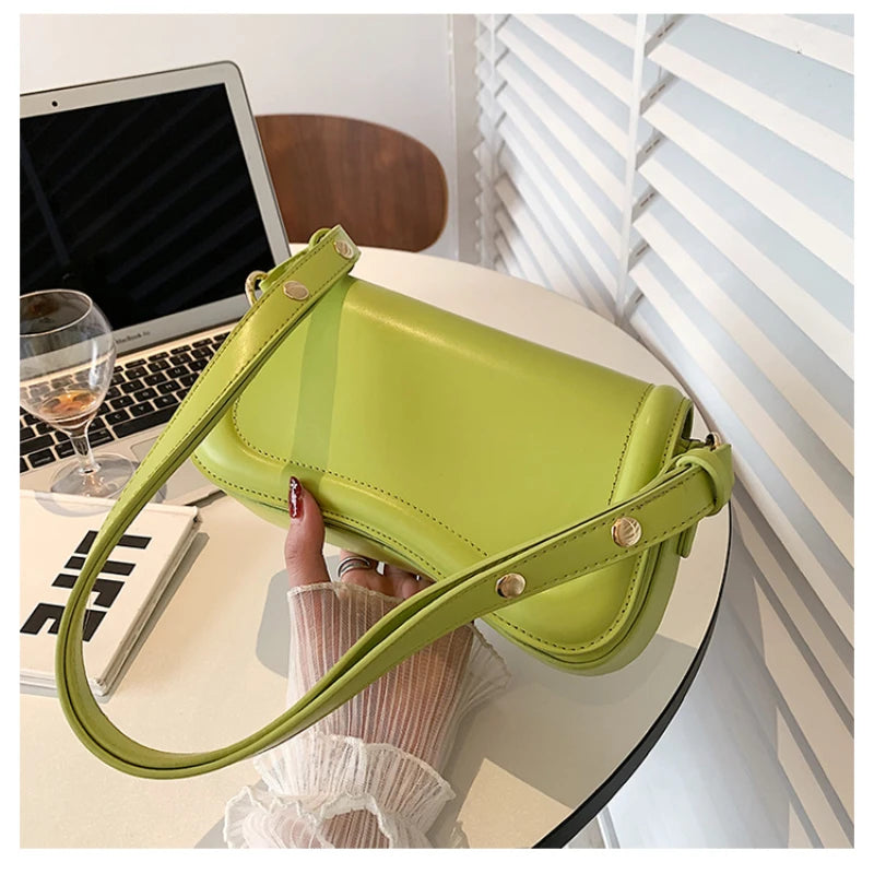 Chic Green Leather Shoulder Handbag For Women on Luulla