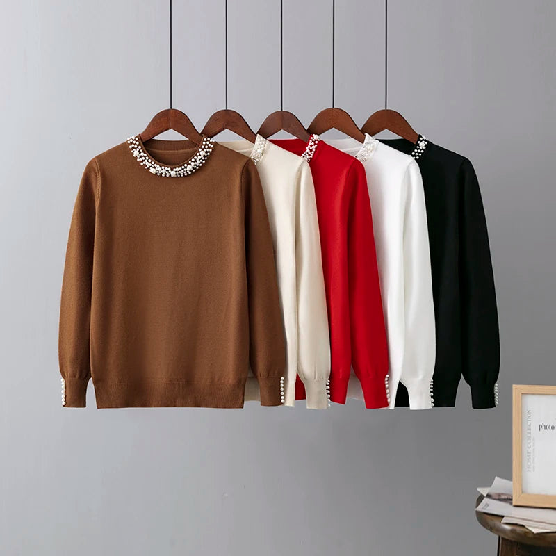 Threaded Pear Julietta Mixed Textured Knitted Sweater