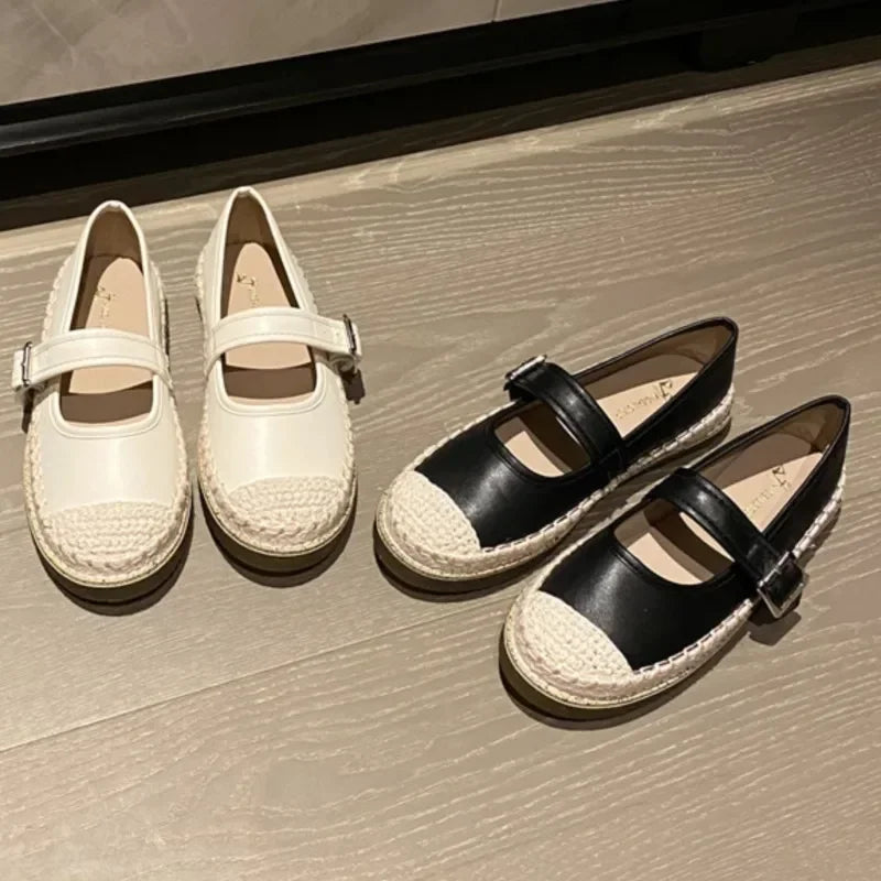 two tone espadrille flats