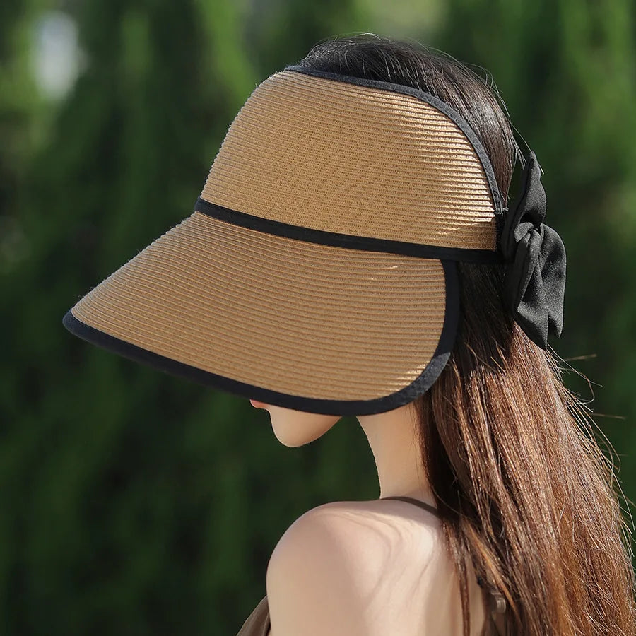 Cappello Visiera In Paglia Donna - Protezione UV, Traspirante, Per Spiaggia Ed Estate - Foto 6