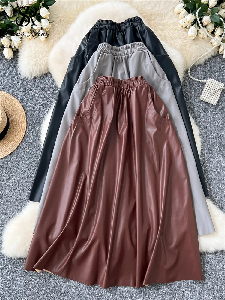 High Waist Faux Leather Skirt main image 0