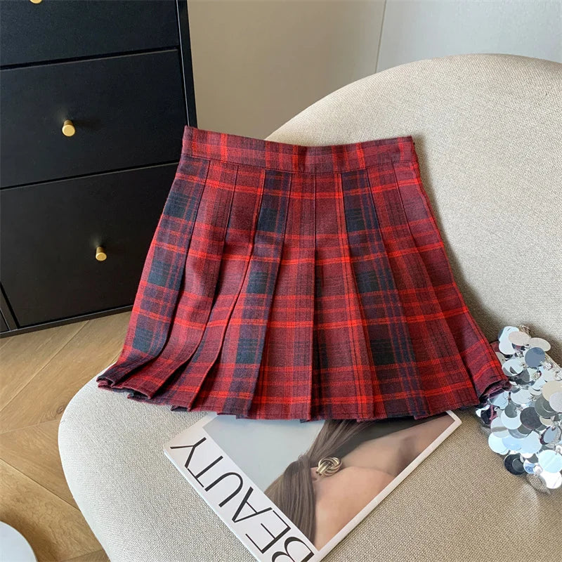 White/Red Tartan Mini Skirt main image 1