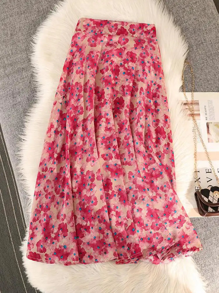 Floral-Printed Chiffon Short Dress In Pink Multi